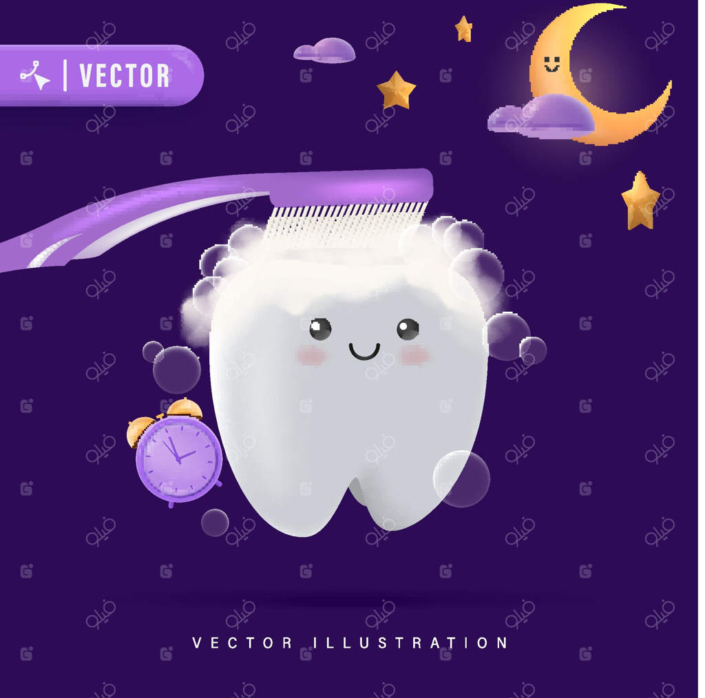 شادی با مسواک در شب: مفهوم روتین شبانه برای تمیز کردن دندان‌ها.