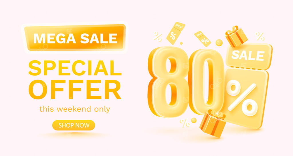 تخفیف ویژه ۸۰ درصدی: حراج بزرگ همراه با بررسی و جعبه هدیه - بنر و پوستر فروش وکتور