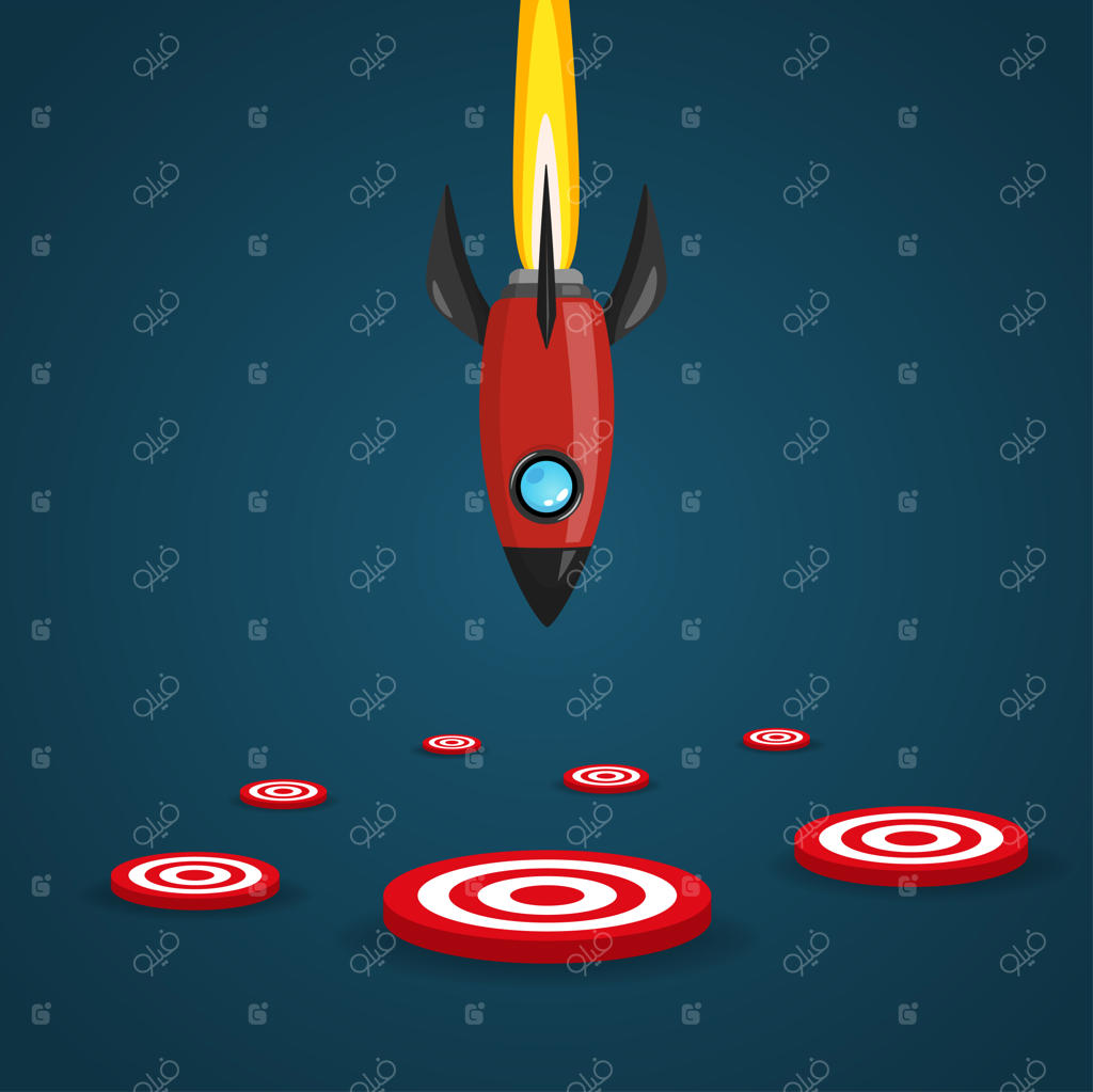 پرتاب موشک فضایی به سمت هدف روی زمین.