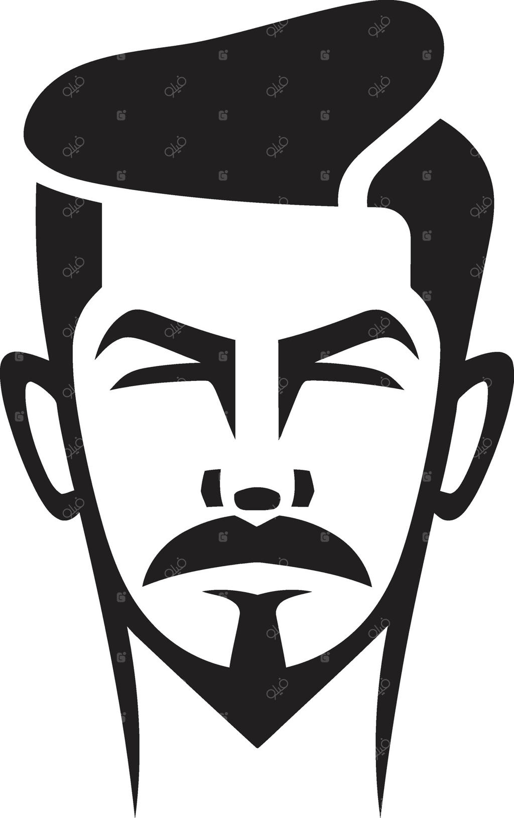 طراحی نشان رفتار آراسته برای لوگوی چهره مرد شیک: آیکون کلاسیک چهره مردانه برای استایلی بادوام