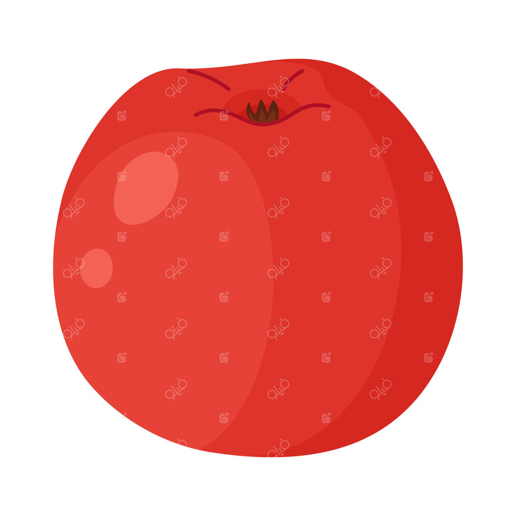 سیب رسیده قرمز، میوه تازه باغ. نقاشی دستی از خوراکی. تصویرسازی میوه کامل در سبک تخت، روی پس‌زمینه شفاف