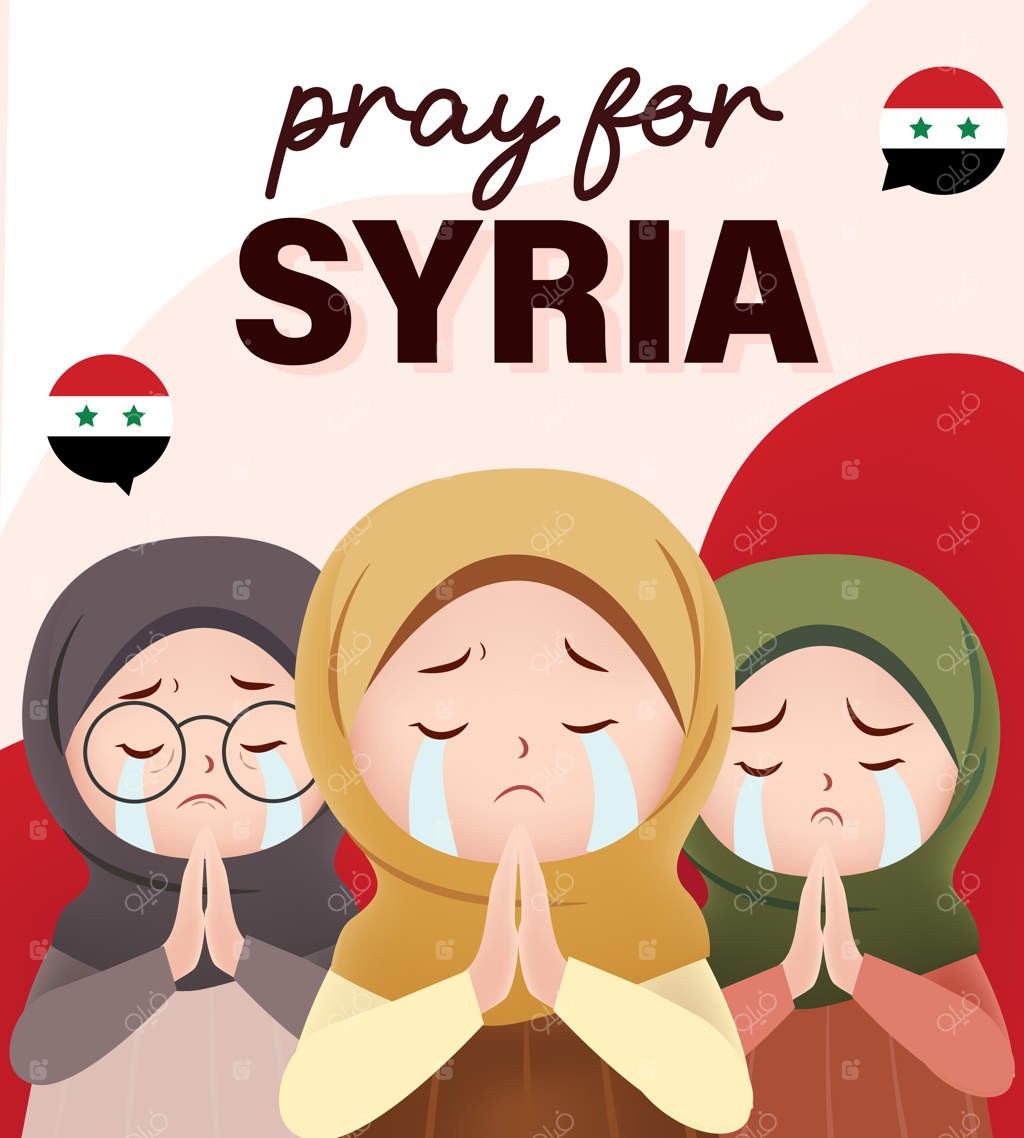 زنان مسلمان در حال دعا و گریه برای سوریه