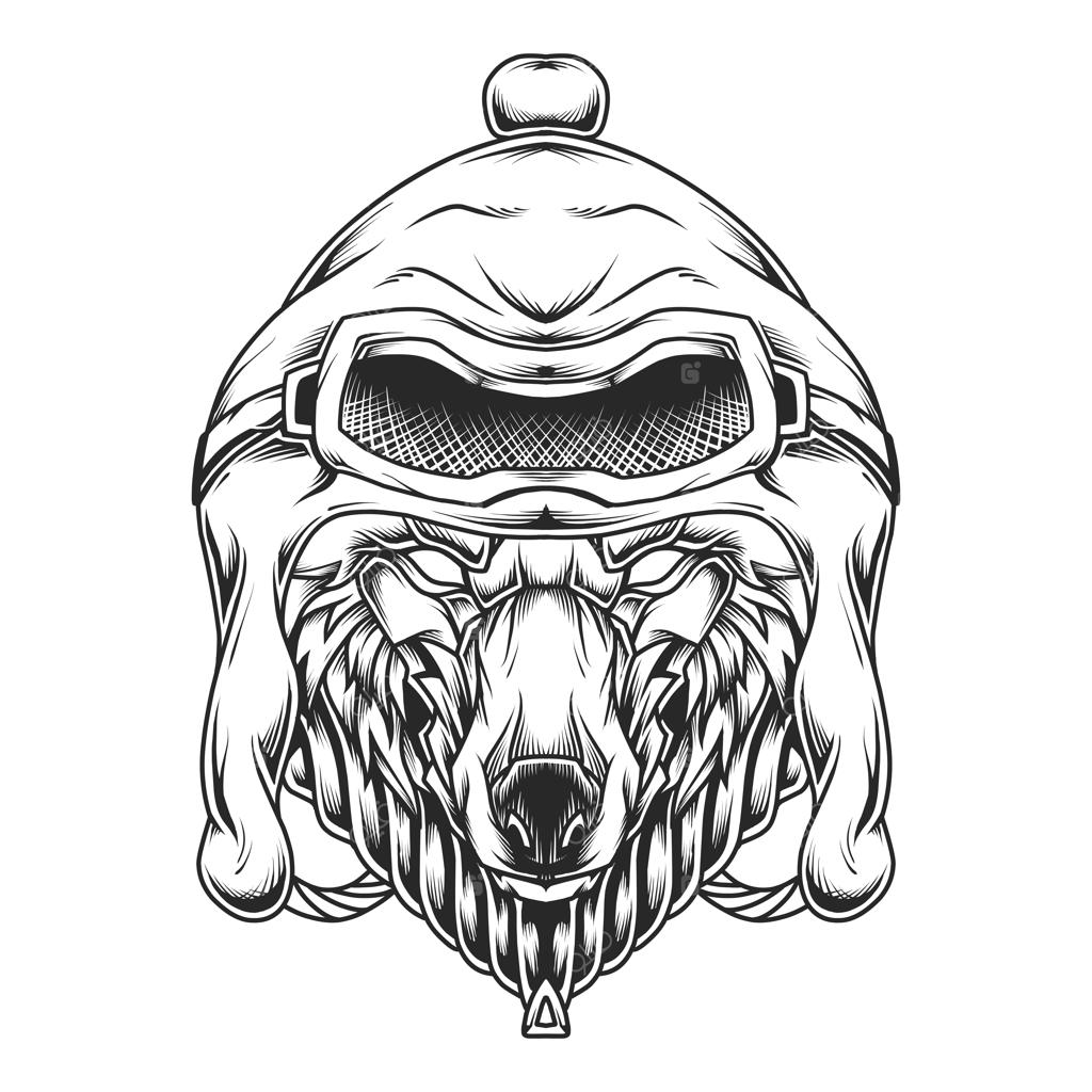 تصویر خطی طراحی سر گرگ