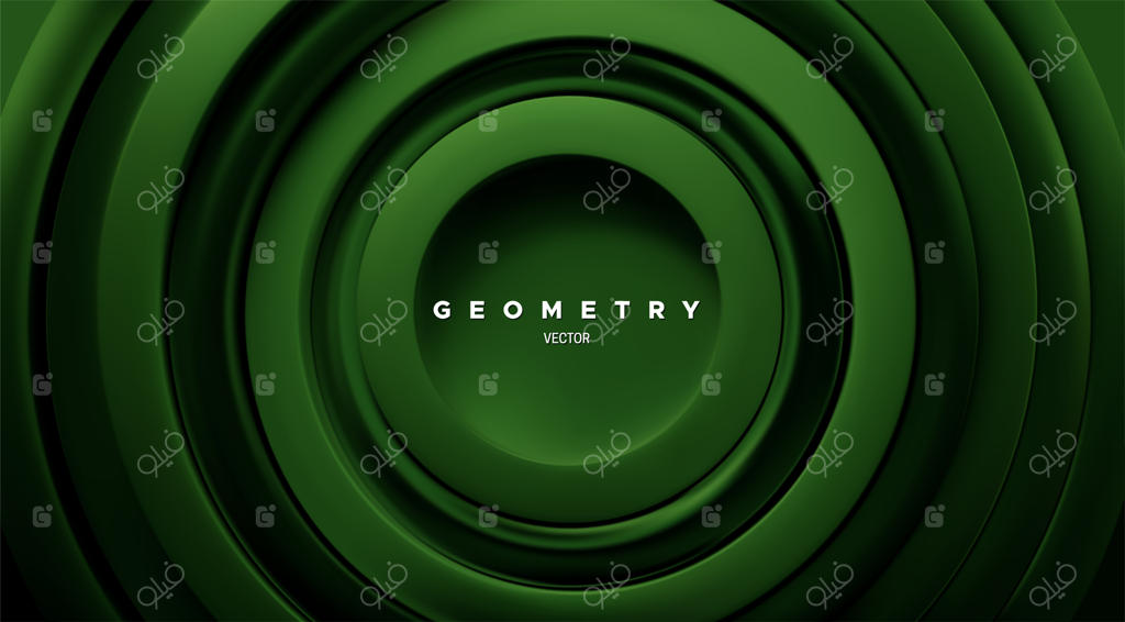 پس‌زمینه هندسی انتزاعی با حلقه‌های هم‌مرکز سبز