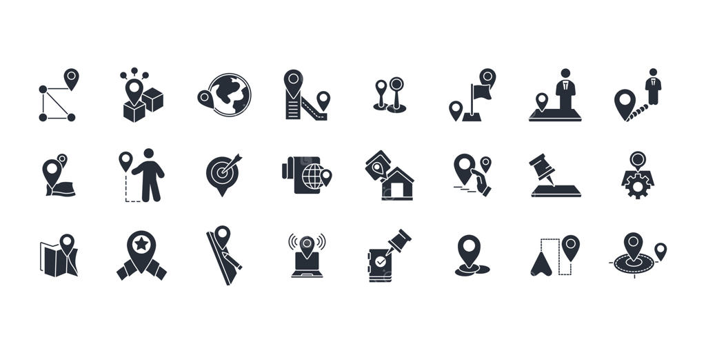 آیکون‌های سنجاق نقشه - مجموعه‌ی تخت