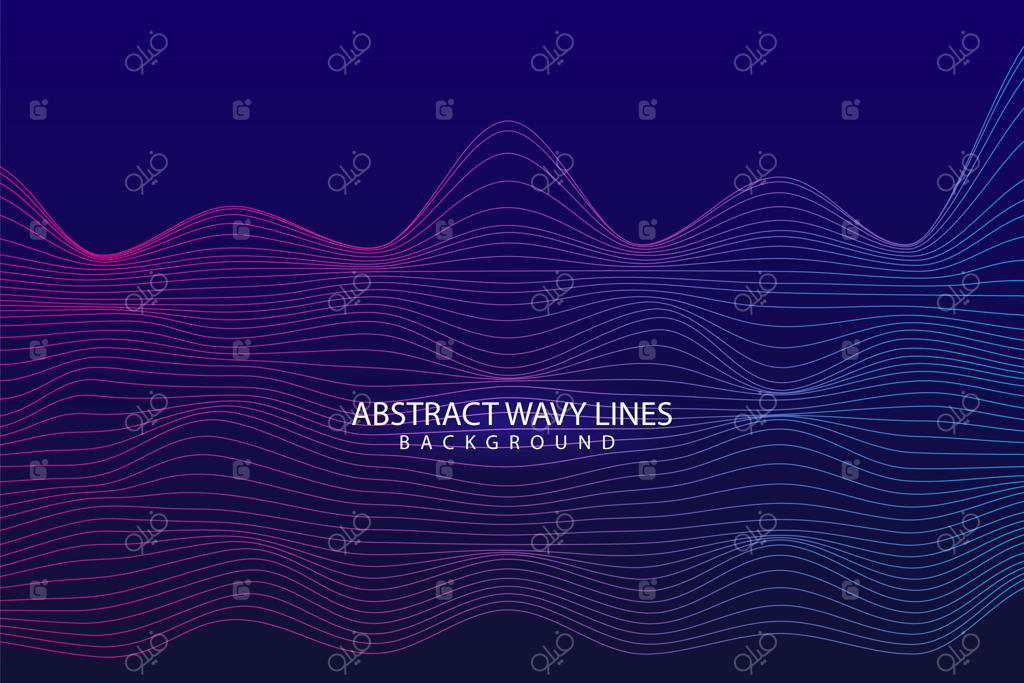 خط موج‌داری انتزاعی با پس‌زمینه آبی گرادیان‌دار