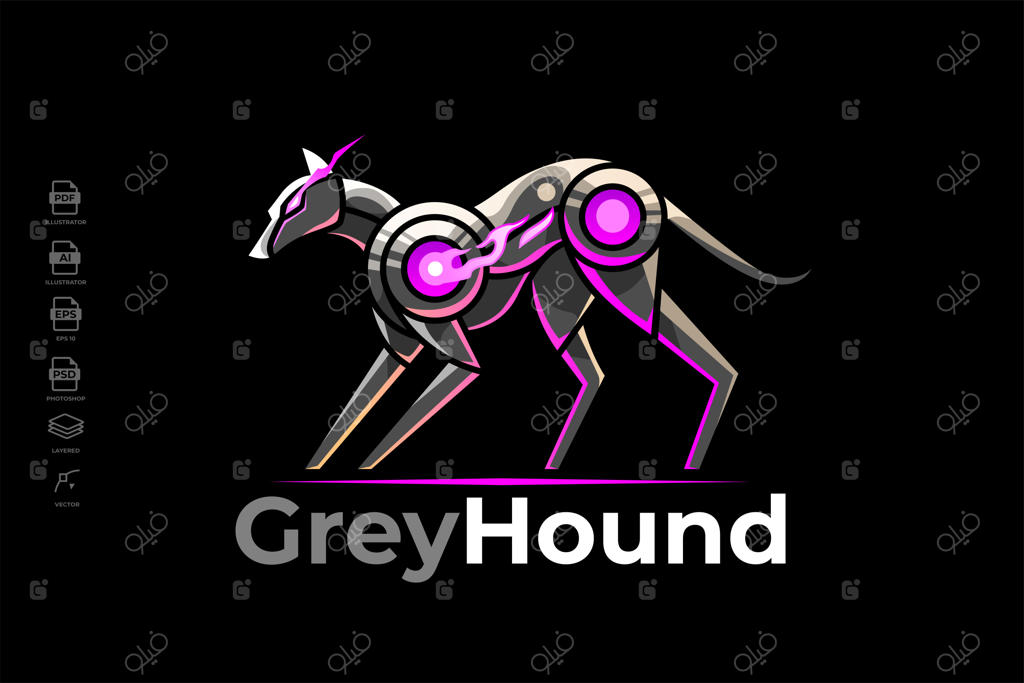 پترن طراحی لوگوی سگ رباتیک مدرن