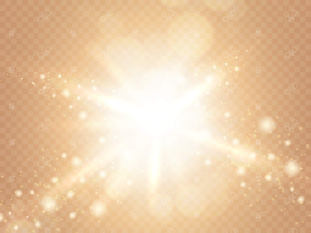 نور خورشید انتزاعی روی پس‌زمینه گرم و شفاف