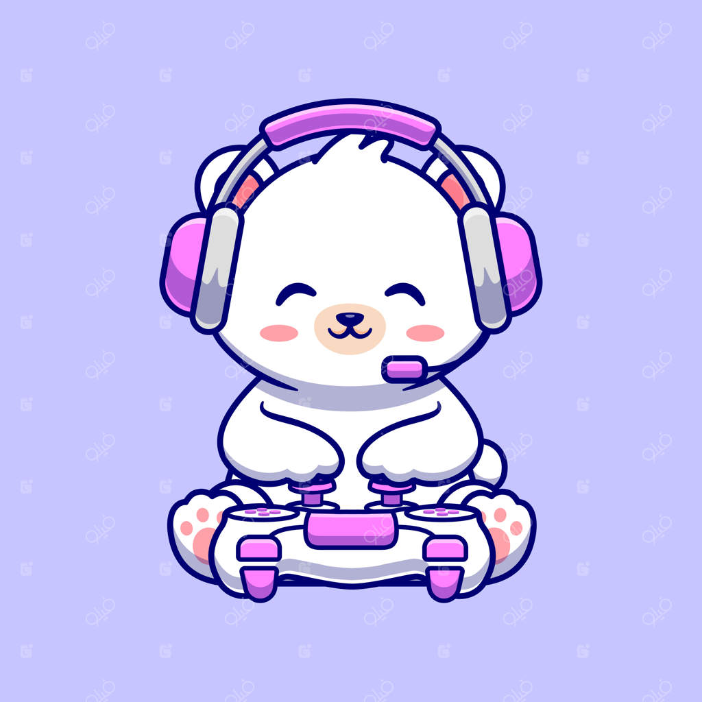 نقاشی بامزه خرس قطبی کوچولو در حال بازی