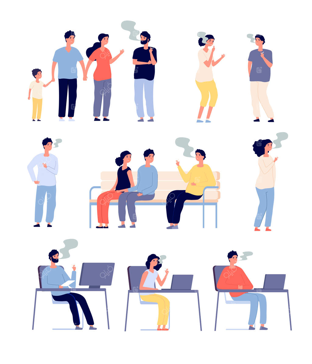 مردم سیگاری در مکان‌های عمومی