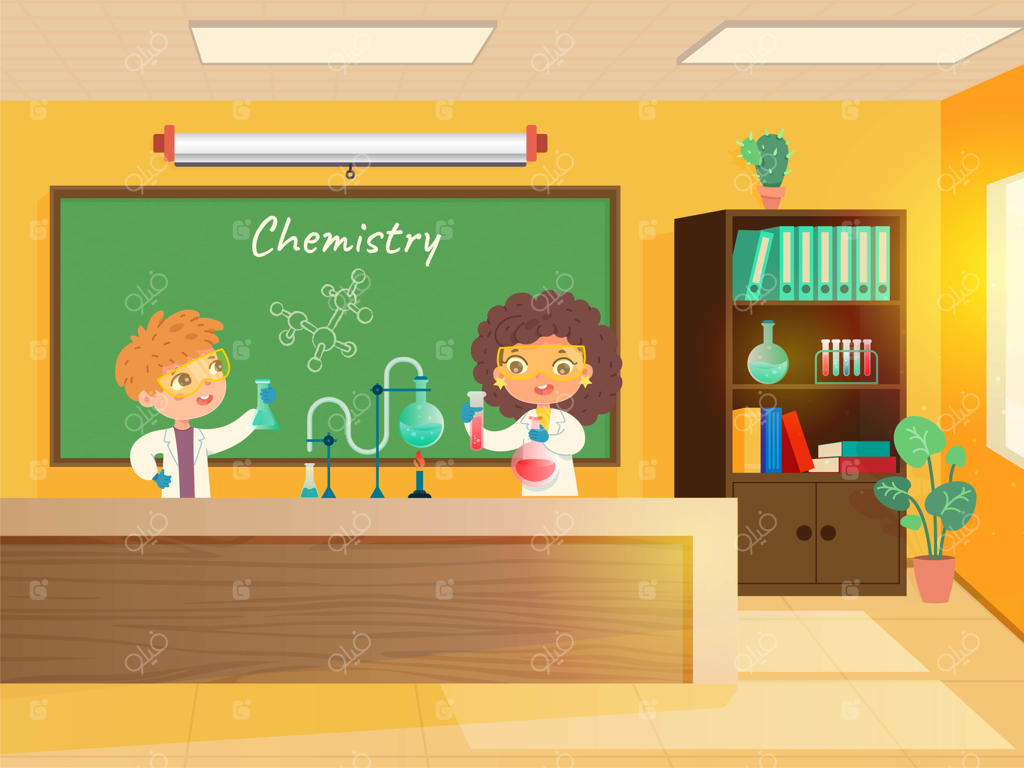 دختر و پسر دانش‌آموز در حال انجام آزمایش شیمی در کلاس درس