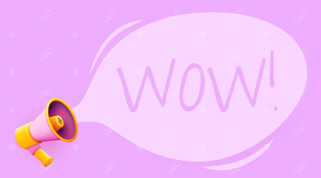 بلندگو سه بعدی برای اعلام با حباب پیام | شبیه‌سازی مگافون و بلندگوی دستی - تصویرسازی وکتور