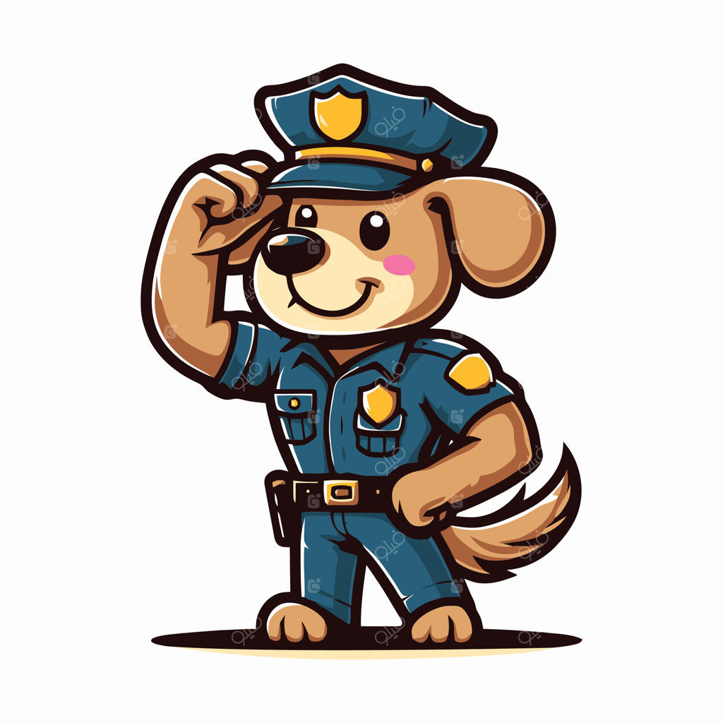 تصویرسازی لوگوی مسکات سگ پلیس بامزه و مهربان