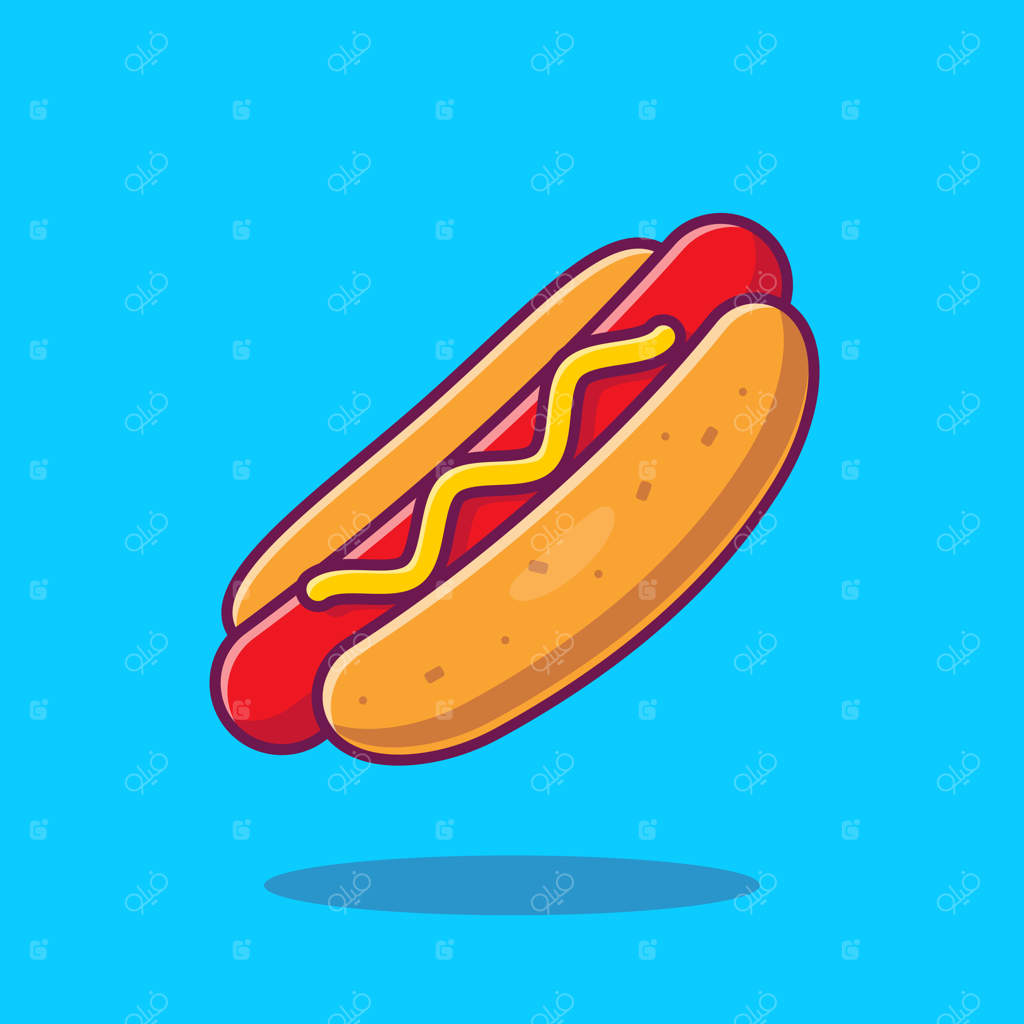تصویر وکتور آیکون کارتونی هات‌داگ. مفهوم آیکون فست‌فود. سبک کارتونی تخت.
