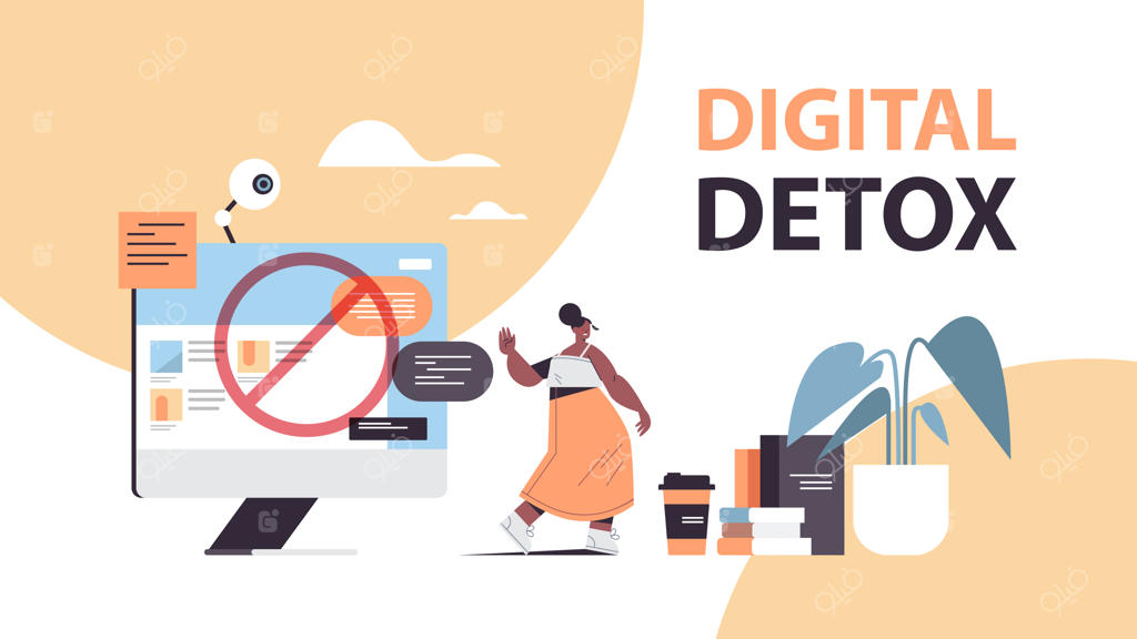 زن در حال نشان دادن علامت توقف با کف دست؛ مفهوم سم‌زدایی دیجیتال و ترک اینترنت و شبکه‌های اجتماعی