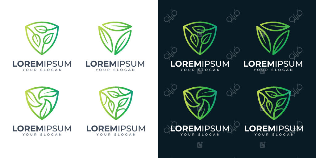 الهام‌بخشی برای طراحی لوگوی محافظ و برگ. لوگوی طبیعت