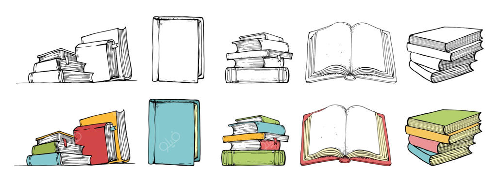 مجموعه کتاب‌های طراحی دودل در سبک رنگی و سیاه سفید. دست‌کشیده شده