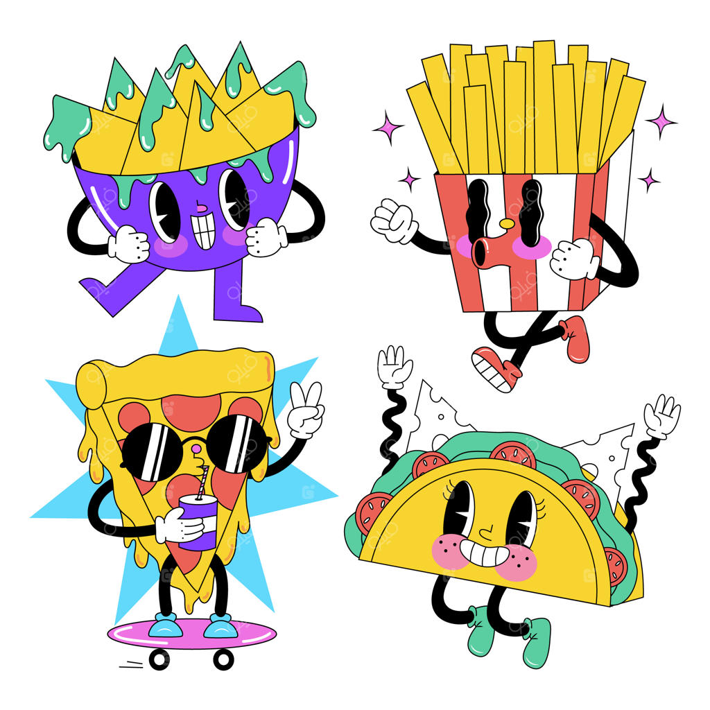 برچسب‌های فست فود به سبک کارتون