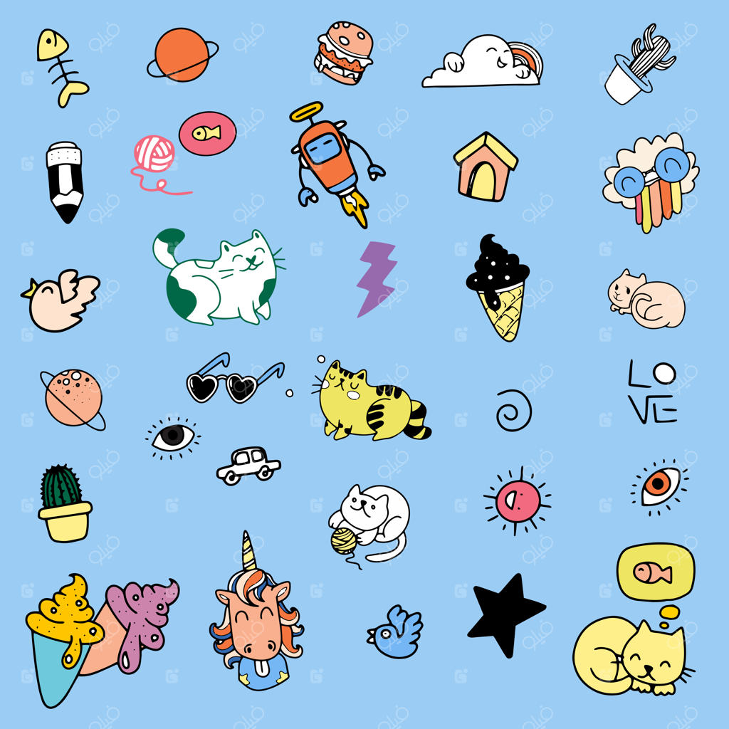 مجموعه وکتور طراحی دستی بامزه و دودی