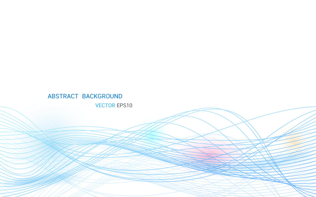 خطوط آبی انتزاعی بر روی زمینه سفید. هنر خطی رنگارنگ و موج درخشان. خط منحنی و روان با طراحی زیبا. تصویر برداری وکتور.