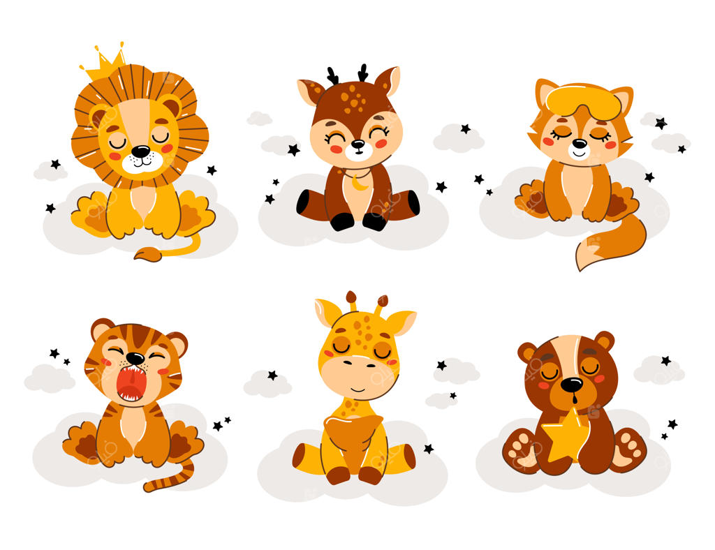 حیوانات بامزه نشسته روی ابر