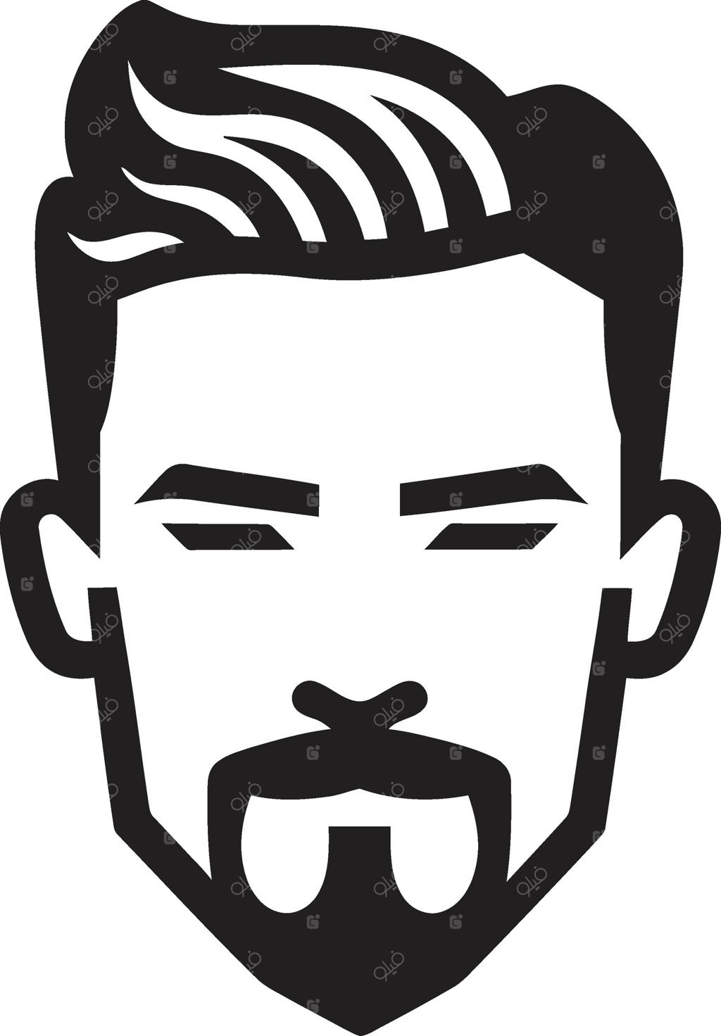 نماد وکتور چهره مردانه با طراحی شکیل و ویژگی‌های ظریف برای لوگوی مردان شیک‌پوش