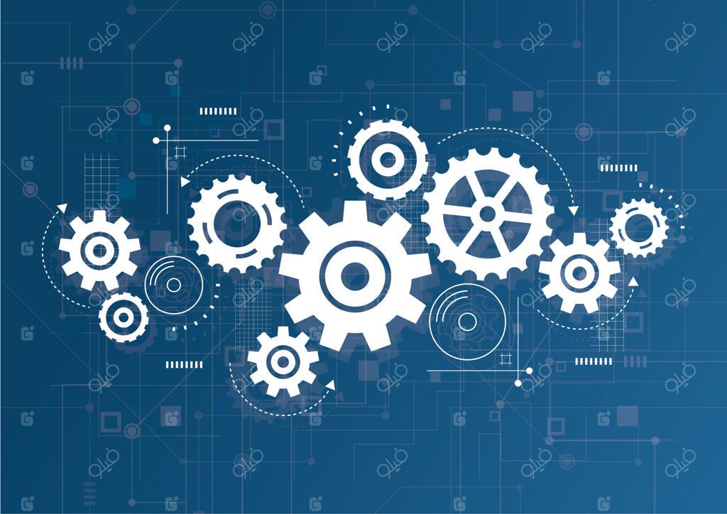 تصویرسازی وکتور پس‌زمینه انتزاعی مکانیزم چرخ‌دنده و تکنولوژی ماشین