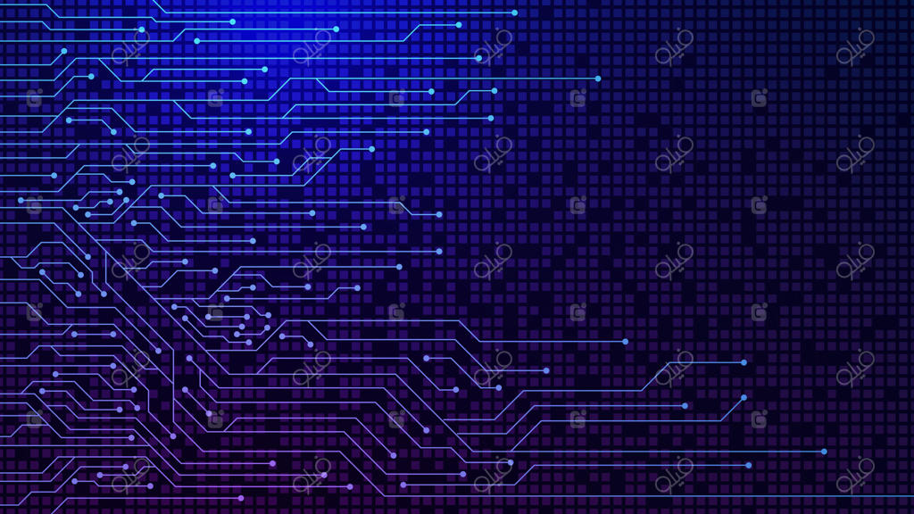 فناوری مدار چاپی آبی و آینده‌نگرانه؛ طرح انتزاعی و علمی-تخیلی انتقال داده، پس‌زمینه مفهوم ارتباطات دیجیتال و اتصال شبکه. تصویر وکتور.