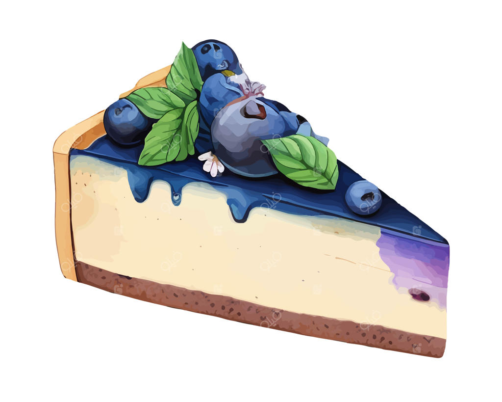 طرح برداری واقع‌گرایانه از دسر شیرین با زغال‌اخته آبدار