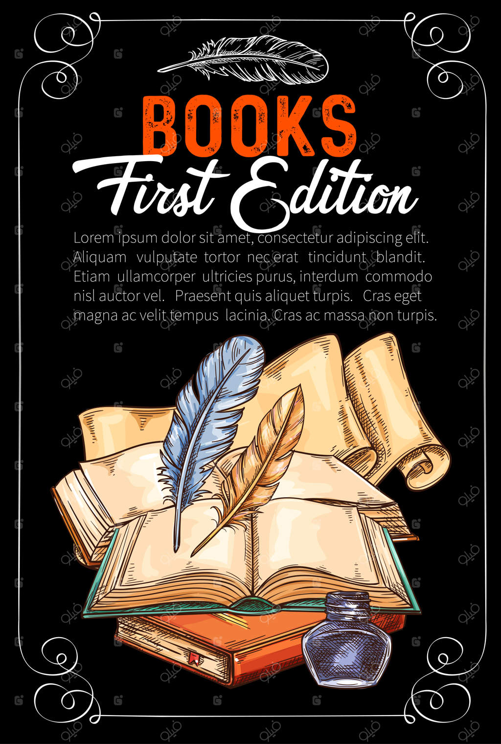 پوستر طرح وکتور کتاب‌های قدیمی