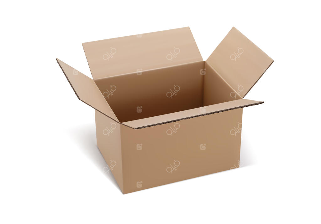 جعبه کاغذی باز شده روی زمینه سفید.