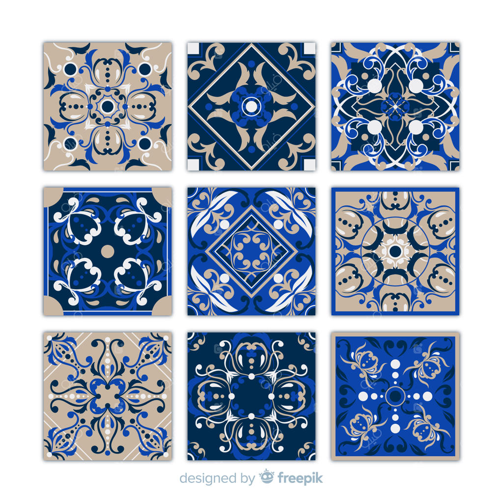 مجموعه نه کاشی آبی