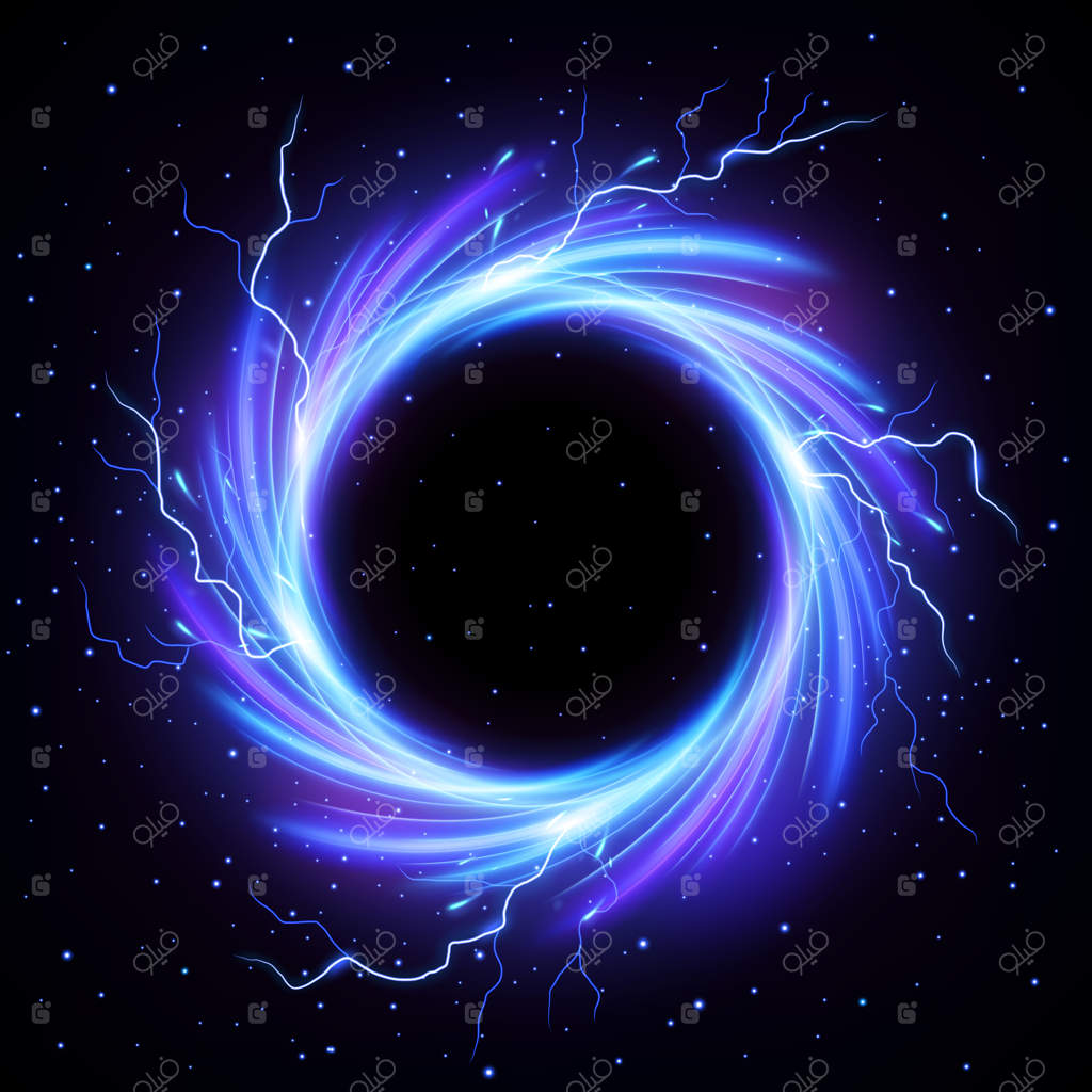گرداب سیاه‌چاله با جرقه رعد و برق بیرون وکتور
