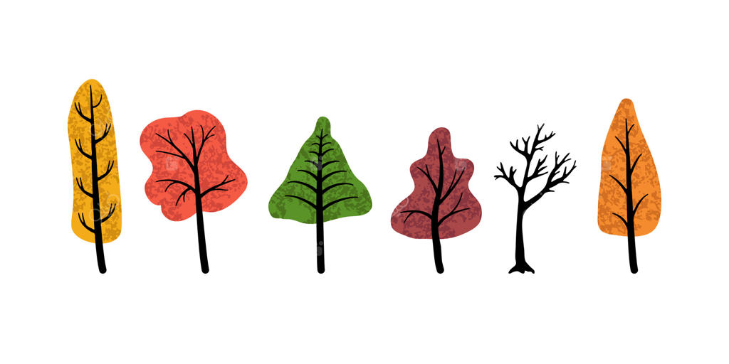 شش درخت پاییزی رنگارنگ که تغییر فصل‌ها را نشان می‌دهند