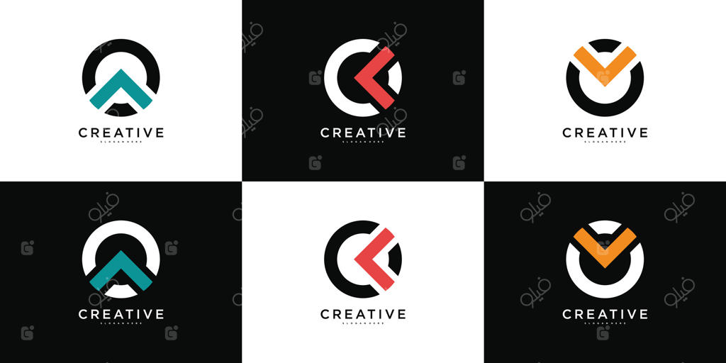 طراحی لوگو مجموعه حرف O همراه با نماد پیکان. لوکس و خاص