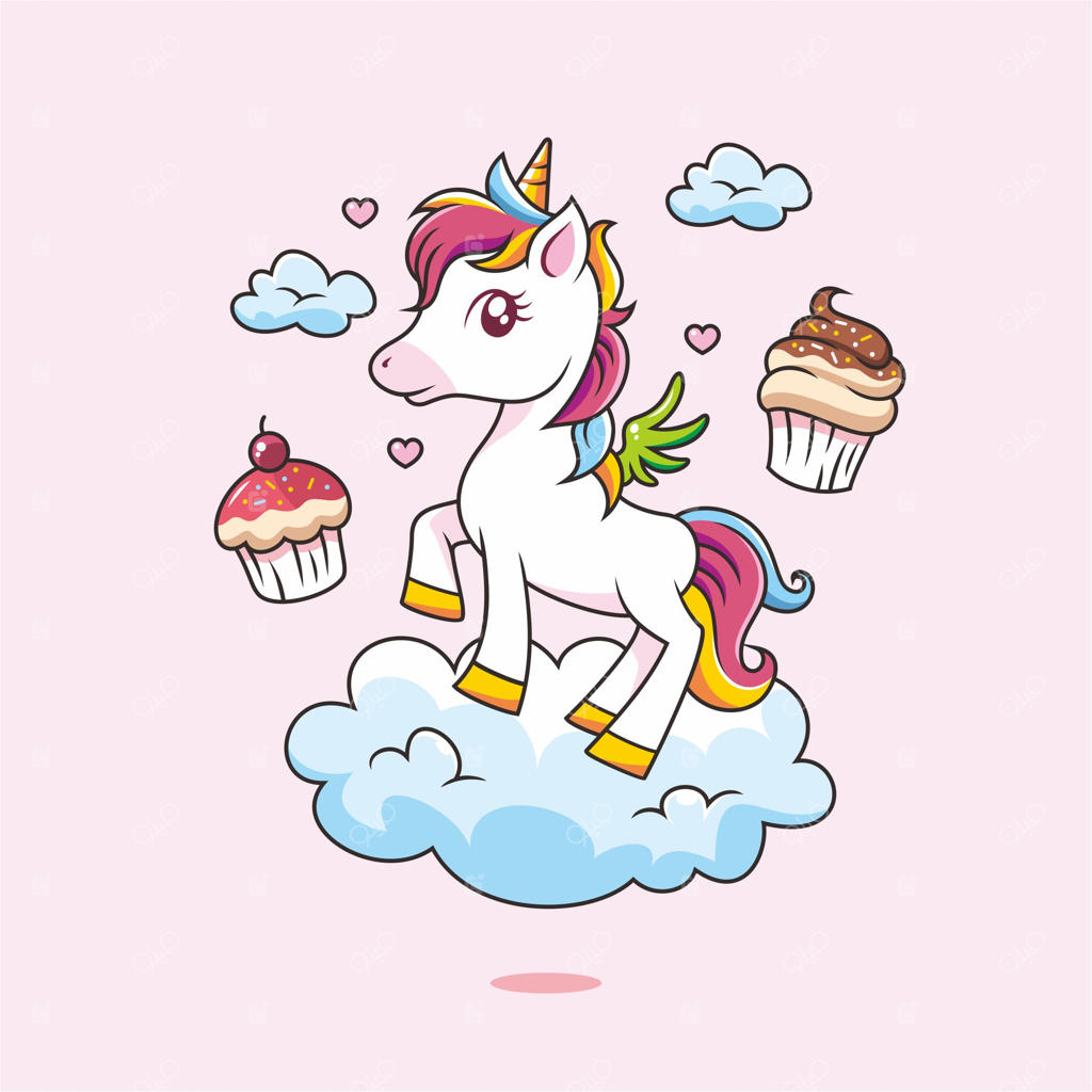 کارتون تک‌شاخ بامزه نقاشی دستی