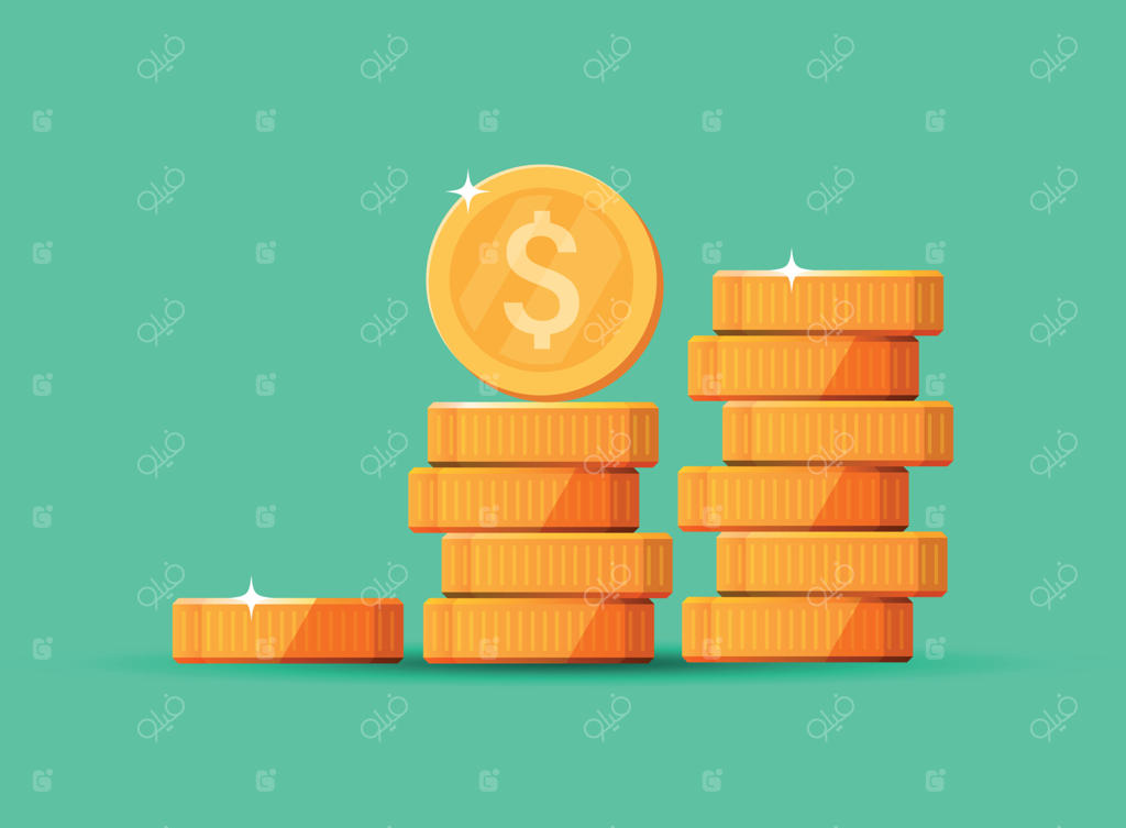 آیکون سکه به سبک تخت: تصویر وکتور دسته پول در زمینه سفید. نماد پول نقد و مفهوم کسب و کار.