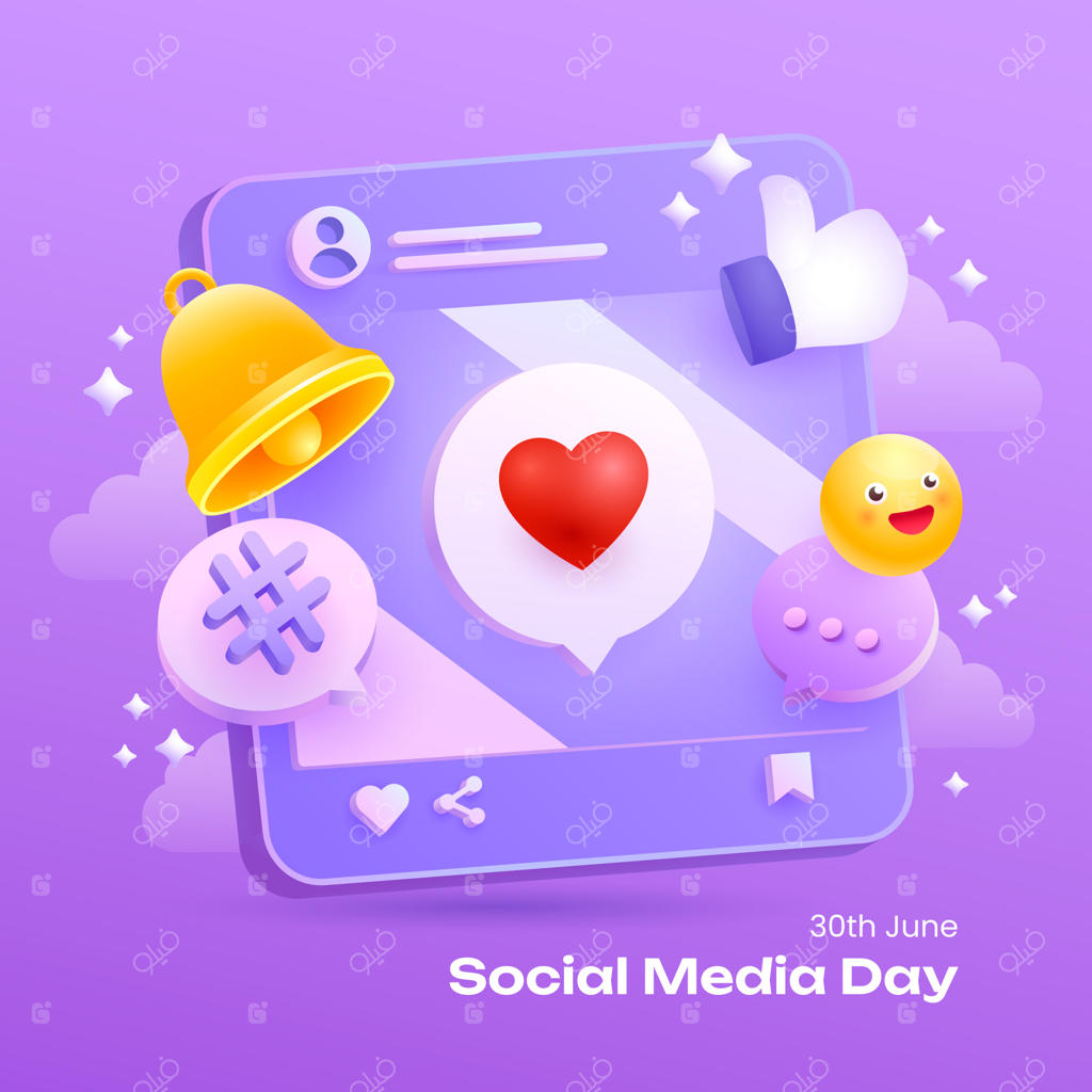 تصویرسازی روز رسانه‌های اجتماعی با گرادیان رنگی