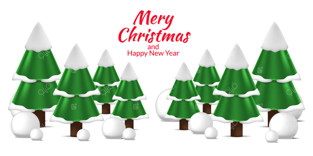 چشم‌انداز درختان کاج و صنوبر در زمستان برای جشن کریسمس و سال نو مبارک