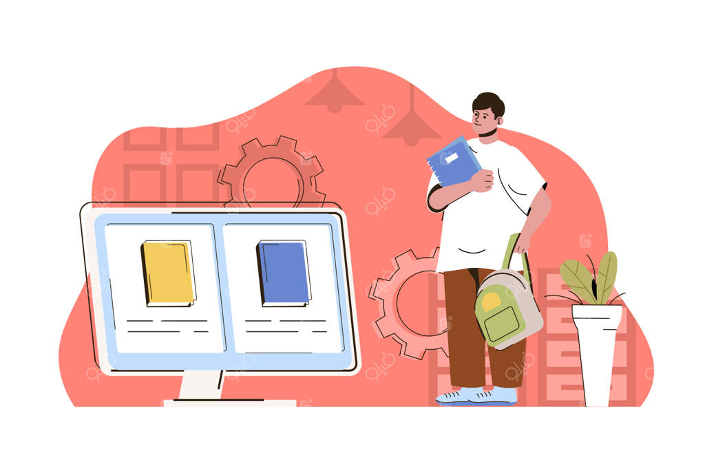 مفهوم آموزش آنلاین: تحصیل دانشجو در دانشگاه با استفاده از کامپیوتر