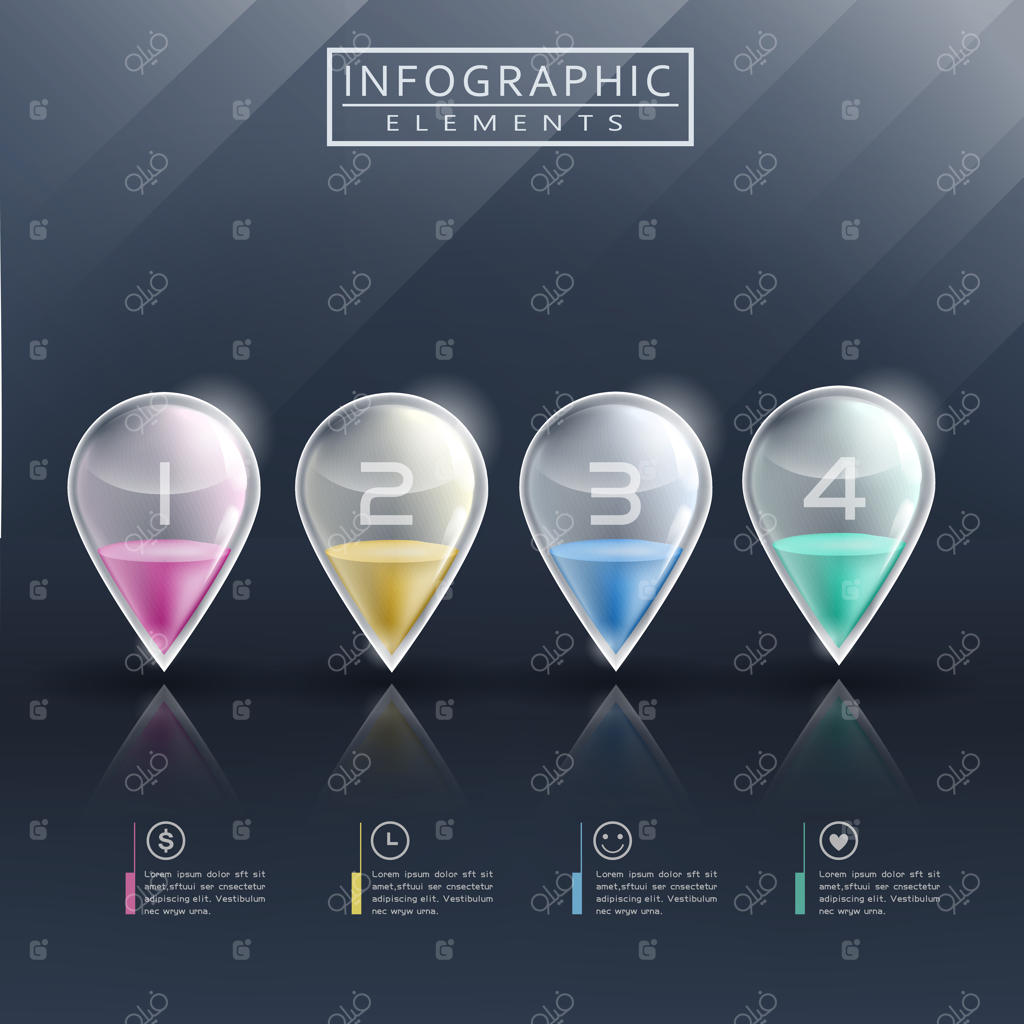 مدل اینفوگرافیک مدرن با علائم نیمه شفاف