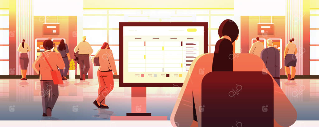 تاجر موفق در حال استفاده از برنامه‌ریزی روی مانیتور کامپیوتر - مدیریت زمان و سازماندهی در محیط کار دفتر کار