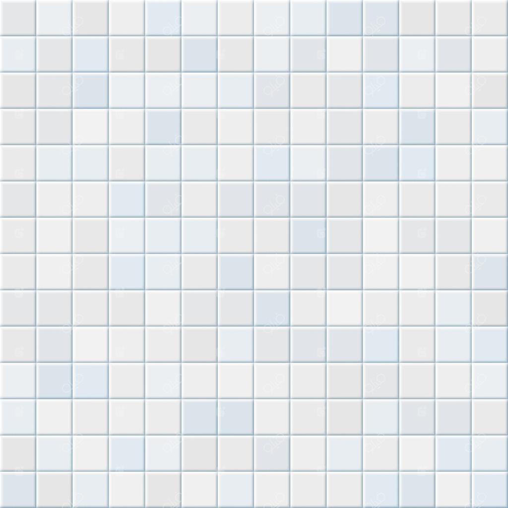 طرح موزاییک سرامیکی واقع‌گرایانه برای پوشش دیوار آشپزخانه سفید، کفپوش طرح شطرنجی با بافت ساده و تکه‌های هندسی