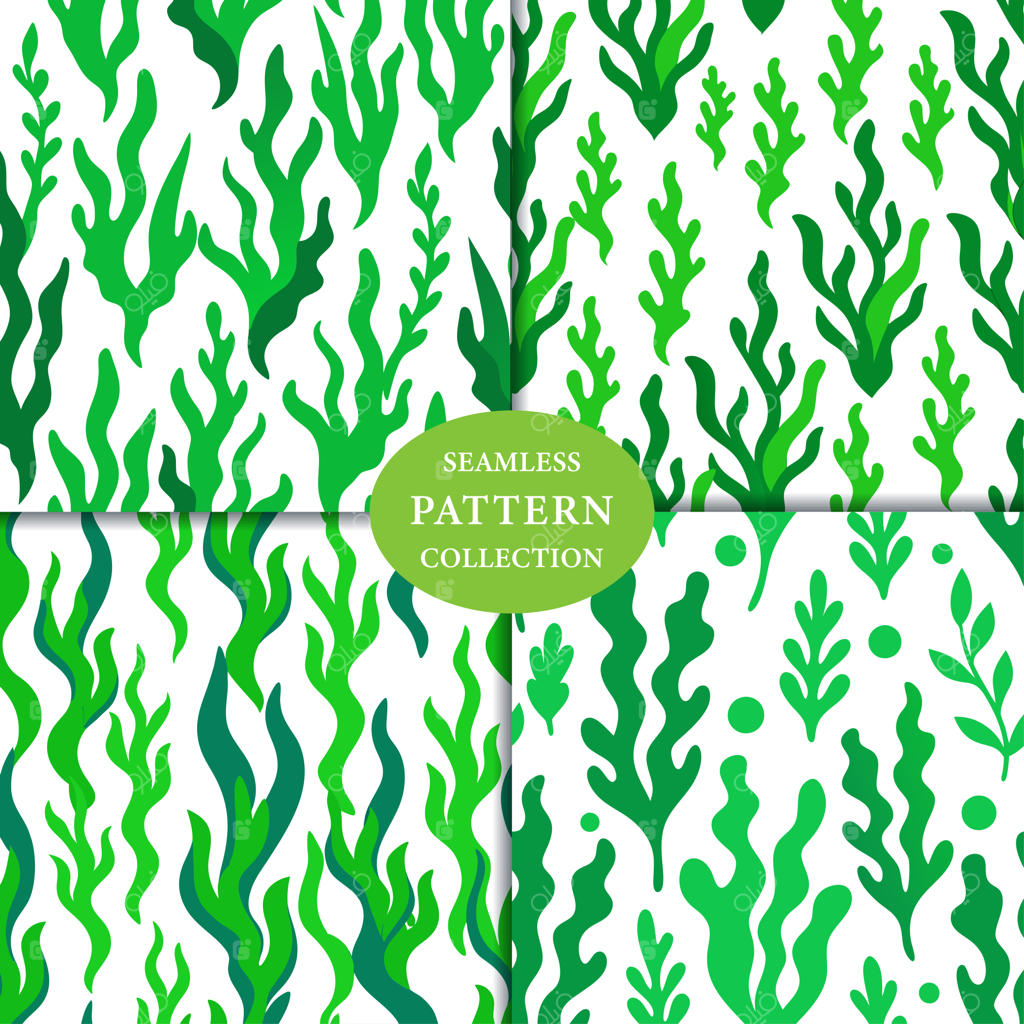 پس‌زمینه پترن بدون درز جلبک‌های سبز دریایی