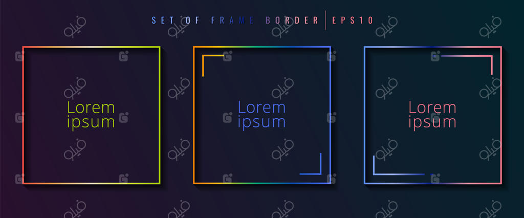 مجموعه‌ای از قاب‌های مربعی با حاشیه گرادینت و رنگ‌های زنده