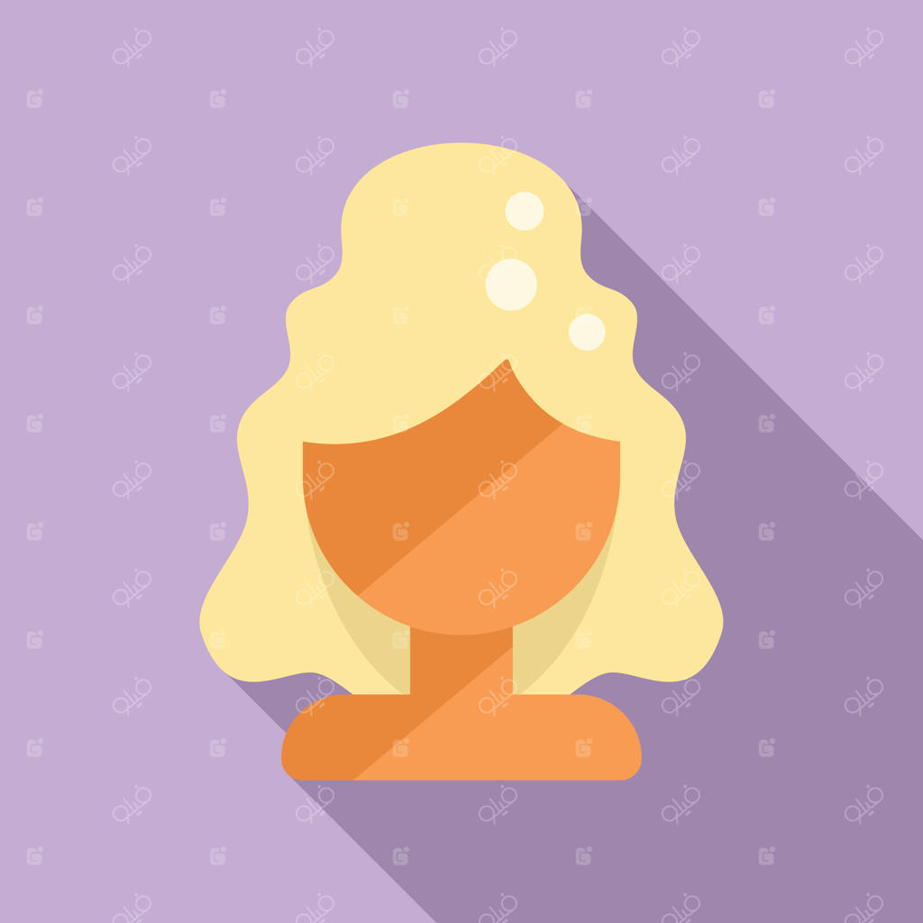 آیکون تخت وکتور آرایشگاه با کلاه‌گیس بلند. سبک مد زنانه