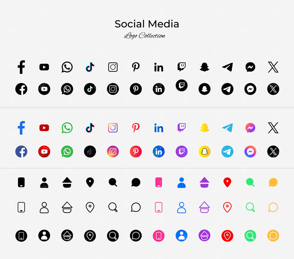 مجموعه لوگو و آیکون شبکه‌های اجتماعی