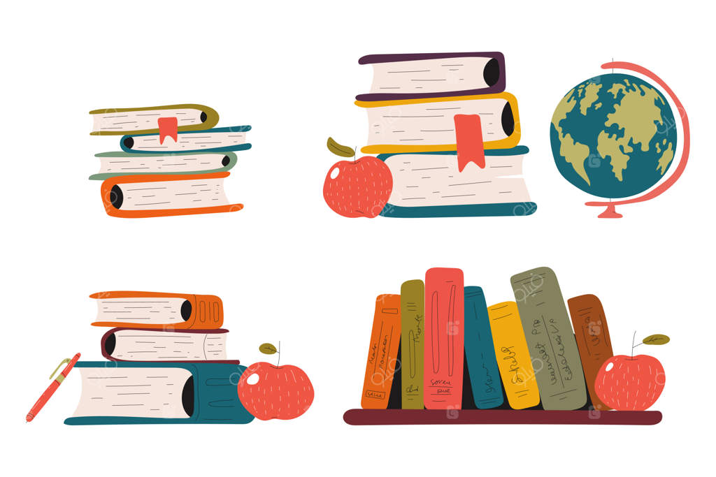 مجموعه کارتون وکتور کتاب‌های درسی