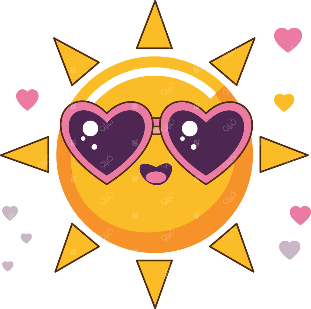 خورشید بامزه تابستانی با عینک قلبی