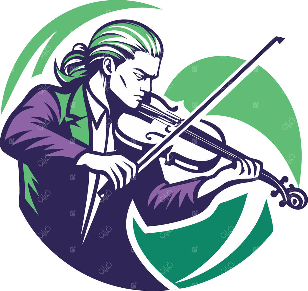 نوازنده باوقار ویولن در حال نواختن با حرکات پویا و سبک هنری